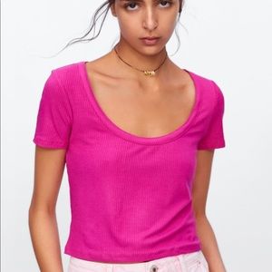 NWT-ZARA- ribbed cropped t-shirt